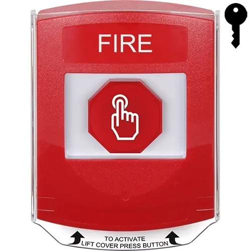 STI GFA2FR-EN G3 Series Multipurpose Push Button, No Camera, Shield Cover, Key-to-Reset, FIRE Label, English, Red