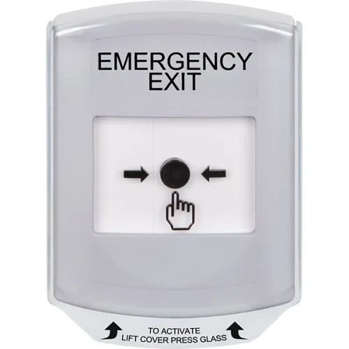 STI GLR321EX-EN Indoor Only Shield Key-to-Reset Push Button with "Emergency" Exit Label English, White