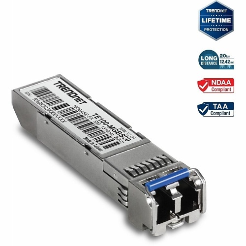TRENDnet TE100-MGBS20 100Base-FX SFP Single-Mode LC Module, 12.42 mi. (20km)