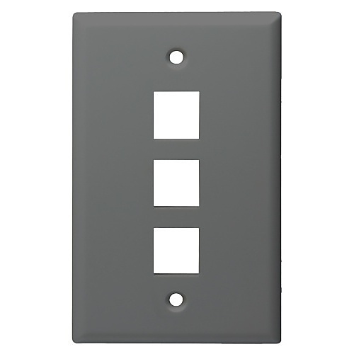 DataComm 20-3003-GY Keystone Plate, 3-Port Standard Size, Gray