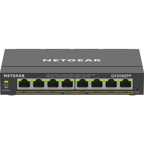Netgear GS308EPP 300 Series SOHO Plus 8-Port PoE+ Gigabit Ethernet Plus Switch (123W)