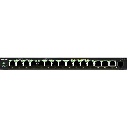 Netgear GS316EPP 16-Port High-Power PoE+ Gigabit Ethernet Plus Switch with 1 SFP port, 231W