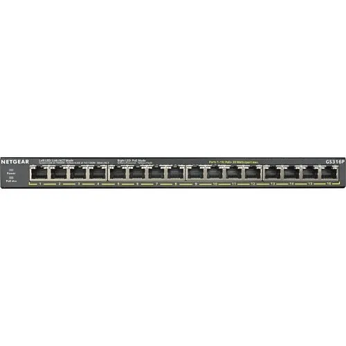 Netgear GS316P 16-Port Gigabit Ethernet Unmanaged PoE+ Switch with FlexPoE (115W)