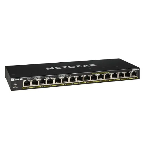 Netgear GS316PP 16-Port Gigabit Ethernet Unmanaged PoE+ Switch with FlexPoE (183W)