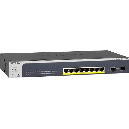 Netgear GS510TPP 8-Port Gigabit Ethernet High-Power PoE+ Smart Switch with Dedicated SFP Ports (190W)