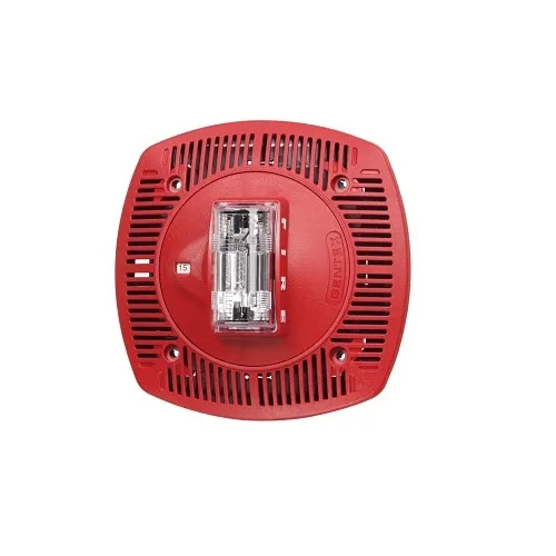 Gentex GSSR Speaker / Strobe with Selectable Candela LED Strobe and Universal Mount, 25 / 70.7 VRMS, FIRE Text, Red Faceplate