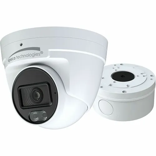Speco H2AT2 2MP HD-TVI Turret Camera, Built in Microphone, White Light Intensifier, 2.8mm Fixed Lens, White Housing