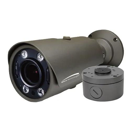 Speco H4FB2M 4MP Flexible Intensifier HD-TVI Bullet Camera ​with Junction Box, Dual Voltage 2.7-12mm Motorized Zoom Focus Lens, IP67, Dark Gray