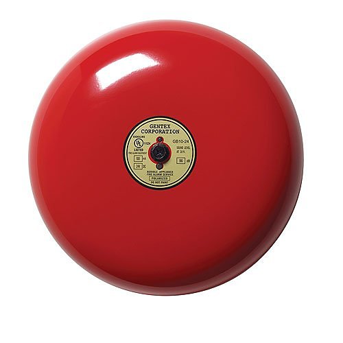Gentex GB6-24 6" Fire Alarm Bell, 85 dBA at 10', Red Metal Finish