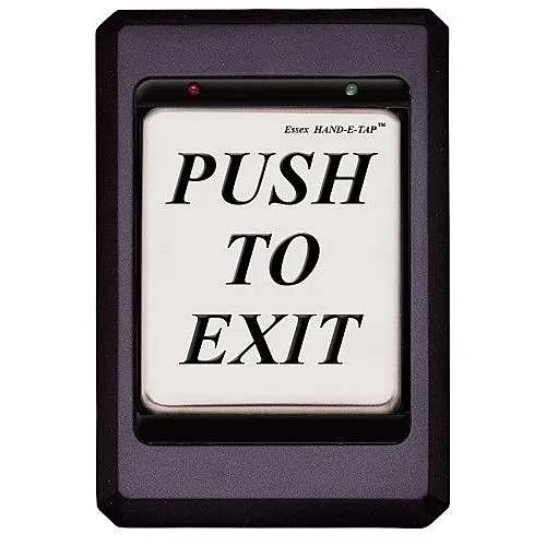 Essex HET-K-PTE Hand-E-Tap Programmable Touch Switch "Push to Exit" Graphic, Black Bezel