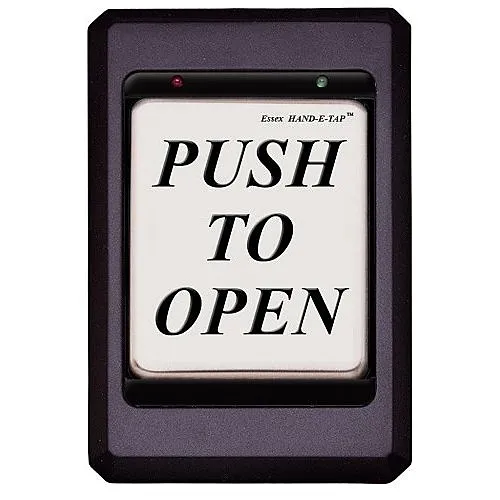 Essex HET-K-PTO Hand-E-Tap Programmable Touch Switch "Push to Open" Graphic, Black Bezel