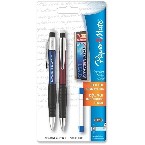 Paper Mate 1738796 Comfort Mate Ultra Mechanical Pencil Sets, 0.7mm, HB #2 Lead, Red & Blue