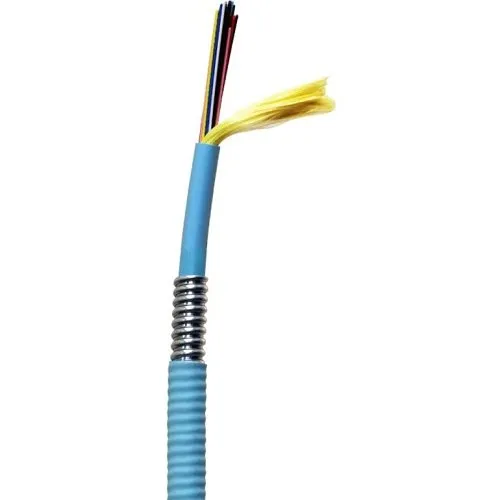 Hubbell HFCB15012P4 HFCD15 Indoor Tight Buffer Distribution, 12 strand, Plenum, Armored, OM4, MM, Blue Jacket