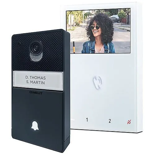 Comelit HFX-700B 2-Wire Video Intercom Kit with Mini Hands-Free Monitor, Simplebus Wire