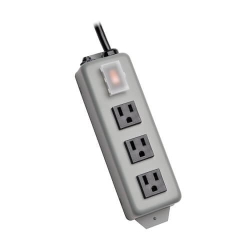 Eaton Tripp Lite 3SP9 Waber Industrial Power Strip, 3-Outlet, 9' (2.74 m) Cord, NEMA 5-15P Plug, Switch Guard
