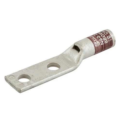 Hubbell HGBL01DB Grounding and Bonding, Lug, #1 AWG, Double Hole, 1/4" ID Spaced 1", 25-Pack