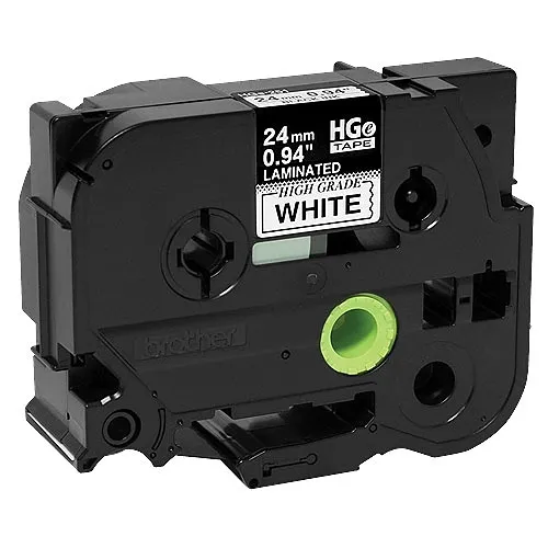 Brother HGE2515PK Black on White HGe Tape with Standard Adhesive, 8m (26.2'L)