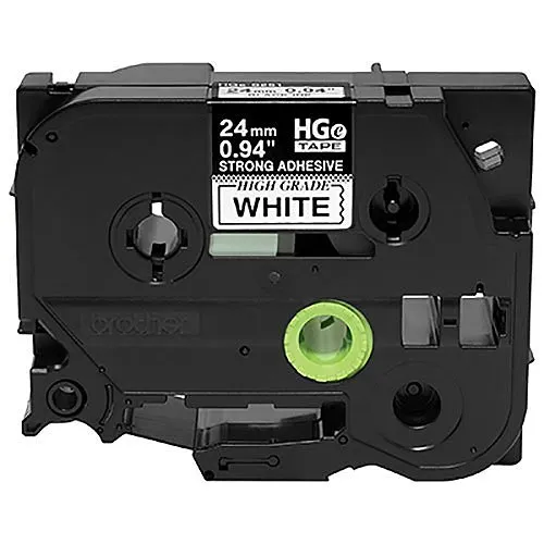 Brother HGES2515PK 24mm (0.94") Black on White HGe Tape with Extra Strength Adhesive 8m (26.2'), 5-Pack