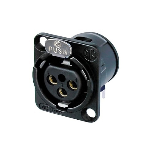 Pan Pacific NC3FD-H-B 3-Pole Female Receptacle, Horizontal PCB Mount, Gold Contacts, Metal Housing, Black