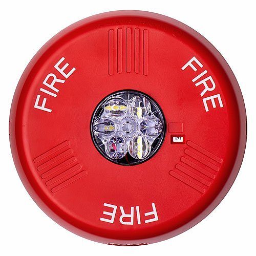 Eaton ELSTRC Wheelock Eluxa LED Strobe, Ceiling, FIRE Lettering, Clear Lens, 24V, 15/30/75/110/150/177 cd, Red