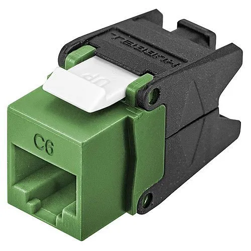 Hubbell HJU6GN CAT6 Jack with Cobra-Lock Termination, Green