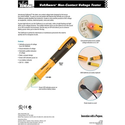 IDEAL 61-025 40-1000V AC Volt Aware NCVT, Batteries Included
