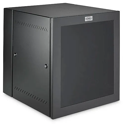 Hubbell HLQ24 QuadCab, Wall Mount Cabinet, Light Duty, 12 Rack Units, 24" Deep, Window Door, Black