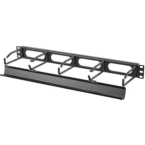 Hubbell HM14C Horizontal Cable Management, M-Series, 1-Unit, 4" Extension, with Cover, Black