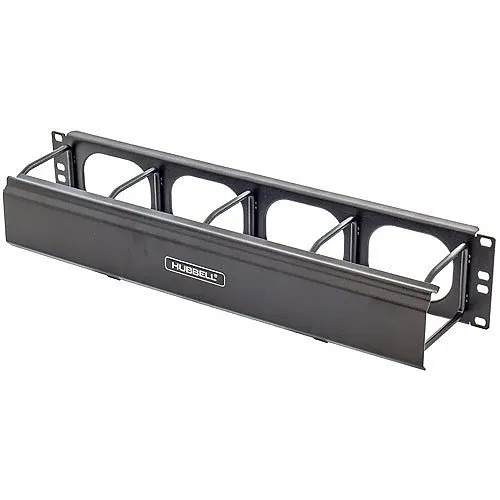 Hubbell HM24C M-Series Cable Management, 2-Unit, 4" Extension, with Cover, Black