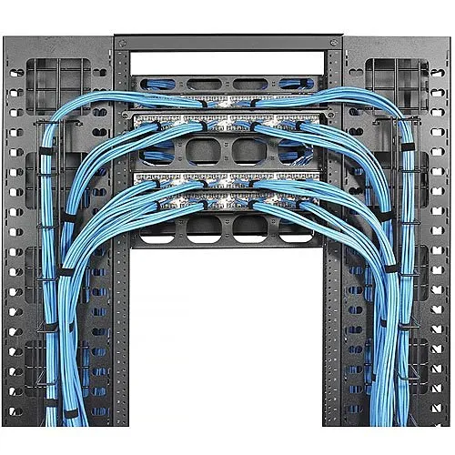 Hubbell HM24C Horizontal Cable Management, M-Series, 2-Unit, 4" Extension, with Cover, Black