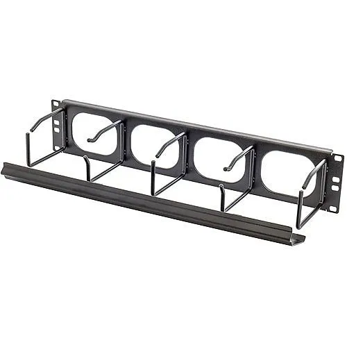 Hubbell HM24C Horizontal Cable Management, M-Series, 2-Unit, 4" Extension, with Cover, Black