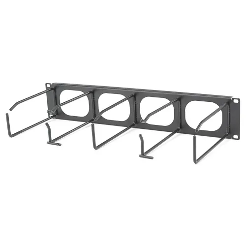 Hubbell HM34 M-Series Horizontal Cable Management, Rail Mounted, No Cover, 3-Unit, 4" Extension, Steel, Black
