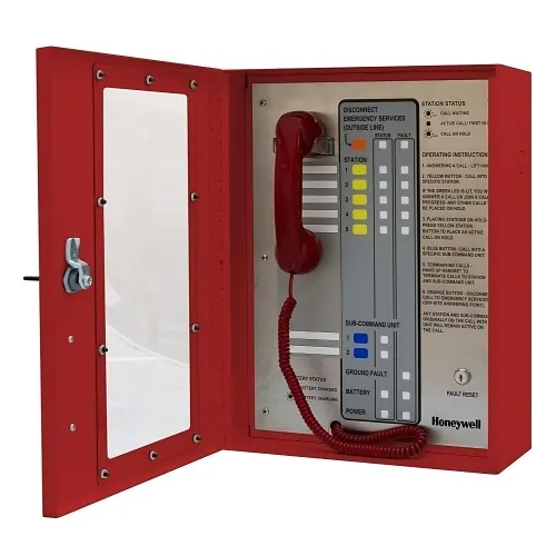 Honeywell Area of Refuge HON-AOR-5-DKL-ETL-R Analog Command Unit with 5-Station Capacity, Dark Lens and ETL Certification, Red