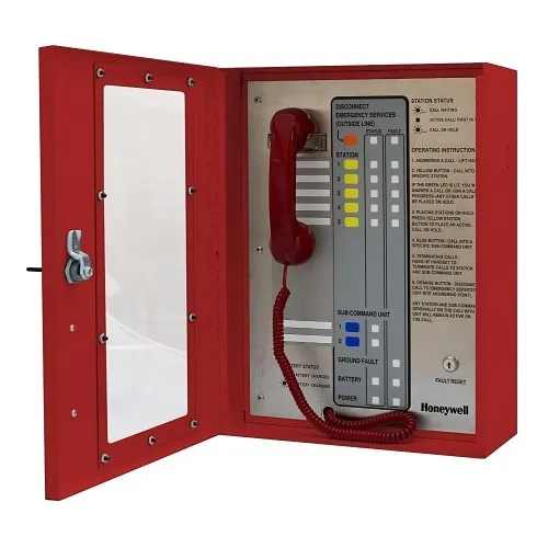 Honeywell Area of Refuge HON-AOR-5-DKL-R Analog Command Unit with 5-Station Capacity, Dark Lens, Red