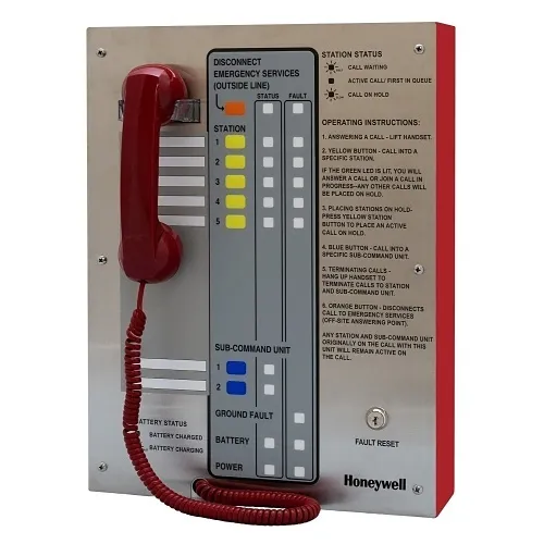 Honeywell Area of Refuge HON-AOR-5-R Analog Command Unit with 5-Station Capacity, Red