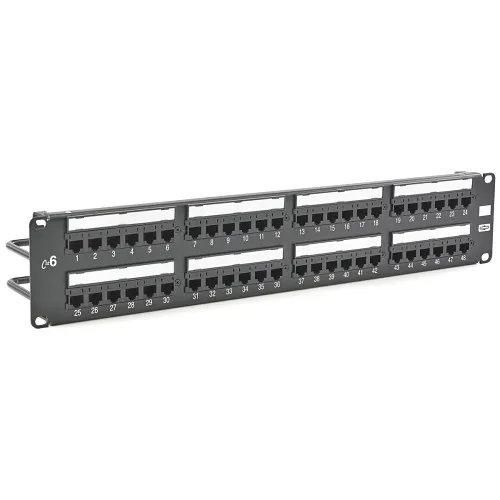 Hubbell HP648E Cat6 Patch Panel, 48 Port, Universal Economy