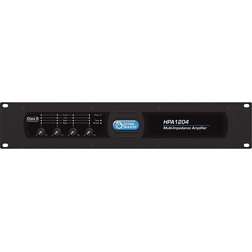 AtlasIED HPA1204 4-Channel, 1200W Commercial Amplifier, Black