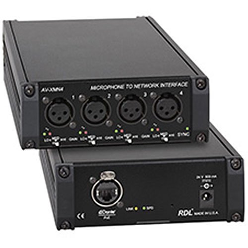 RDL AV-XMN4 Microphone to Network Interface, Dante Network Interface for Audio Mic Inputs