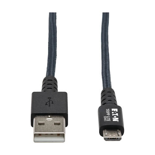 Tripp Lite U050-010-GY-MAX Heavy-Duty USB 2.0 USB-A to Micro-B Cable - M/M, UHMWPE and Aramid Fibers, Gray, 10' (3.05 m)