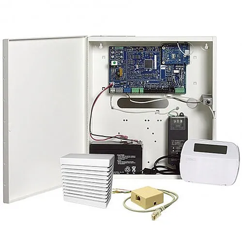 DSC HS3128-NAKIT1 PowerSeries Pro HS3128BASE Alarm Control Panel Kit with HSC3010C Cabinet, 5-Piece, Includes HS2LCDPRO Keypad, SD-15W Siren and RJ45 Telephone Jack