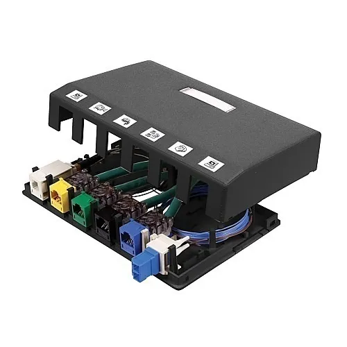 Hubbell HSB6BK Surface Mount Housing for 6-Port, Black
