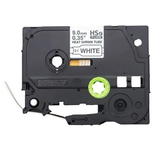Brother HSE221E 3:1 Heat Shrink Tube, 0.35" (9.0mm), Black Print on White