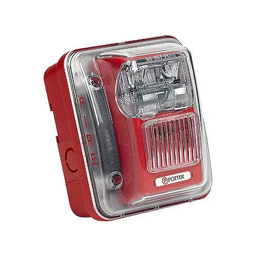 Potter HSLP-24WR Series 75 Candela, Outdoor Strobe Includes Low Profile Enclosure, Red