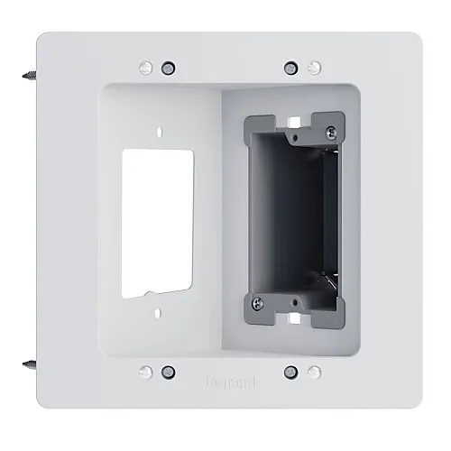 On-Q HT2302BWH In-Wall Power and Cable Management TV Connection Kit, New Construction / Retrofit (Blank), Indoor, White