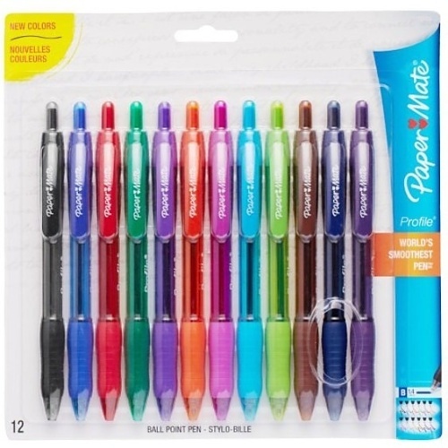 Paper Mate 1788863 Profile Retractable Ballpoint Pen, Assorted Colors, Bold Point, 12-Pack