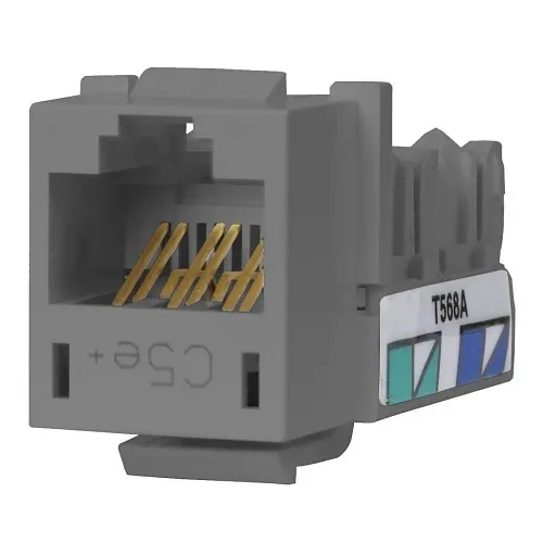 Hubbell HXJ5EGY CAT5e Keystone Jack 8POS UNI A/B, Gray