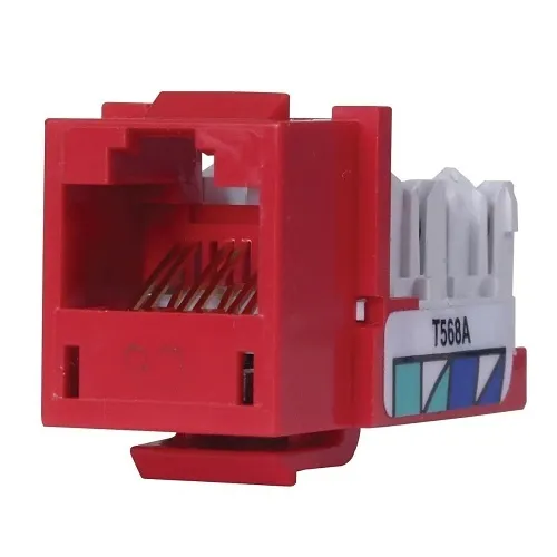 Hubbell HXJ6R CAT6 Keystone Jack, 8POS UNI A, Red