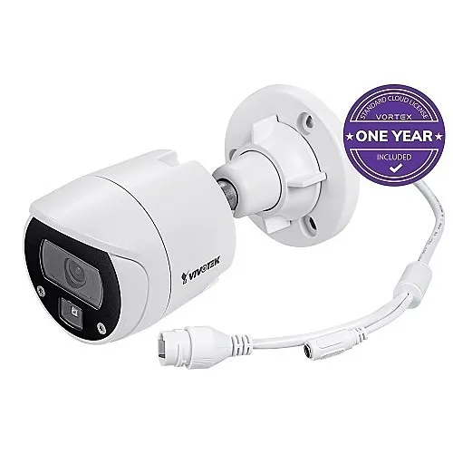 VIVOTEK IB639-1Y VORTEX 2MP IP66 and IK10 Bullet, 2.8mm Lens, with 1-year VSaaS License, White, 30-Day Video Onboard Storage