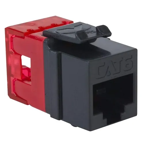 ICC IC1078F6BK CAT6 Keystone Jack with Slim Profile 180-Degree Punch Down, RJ45 UL Listed PoE++ TAA Compliant for Wall Plate / Patch Panel, Black