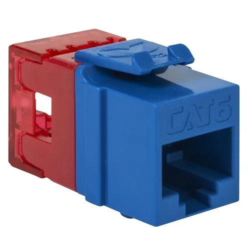 ICC IC1078F6BL CAT6 Keystone Jack with Slim Profile 180-Degree Punch Down, RJ45 UL Listed PoE++ TAA Compliant for Wall Plate / Patch Panel, Blue